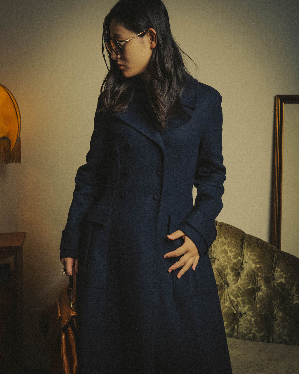 -SPECIAL- “Christian Dior” 2017 AW Navy double breasted A line long coat