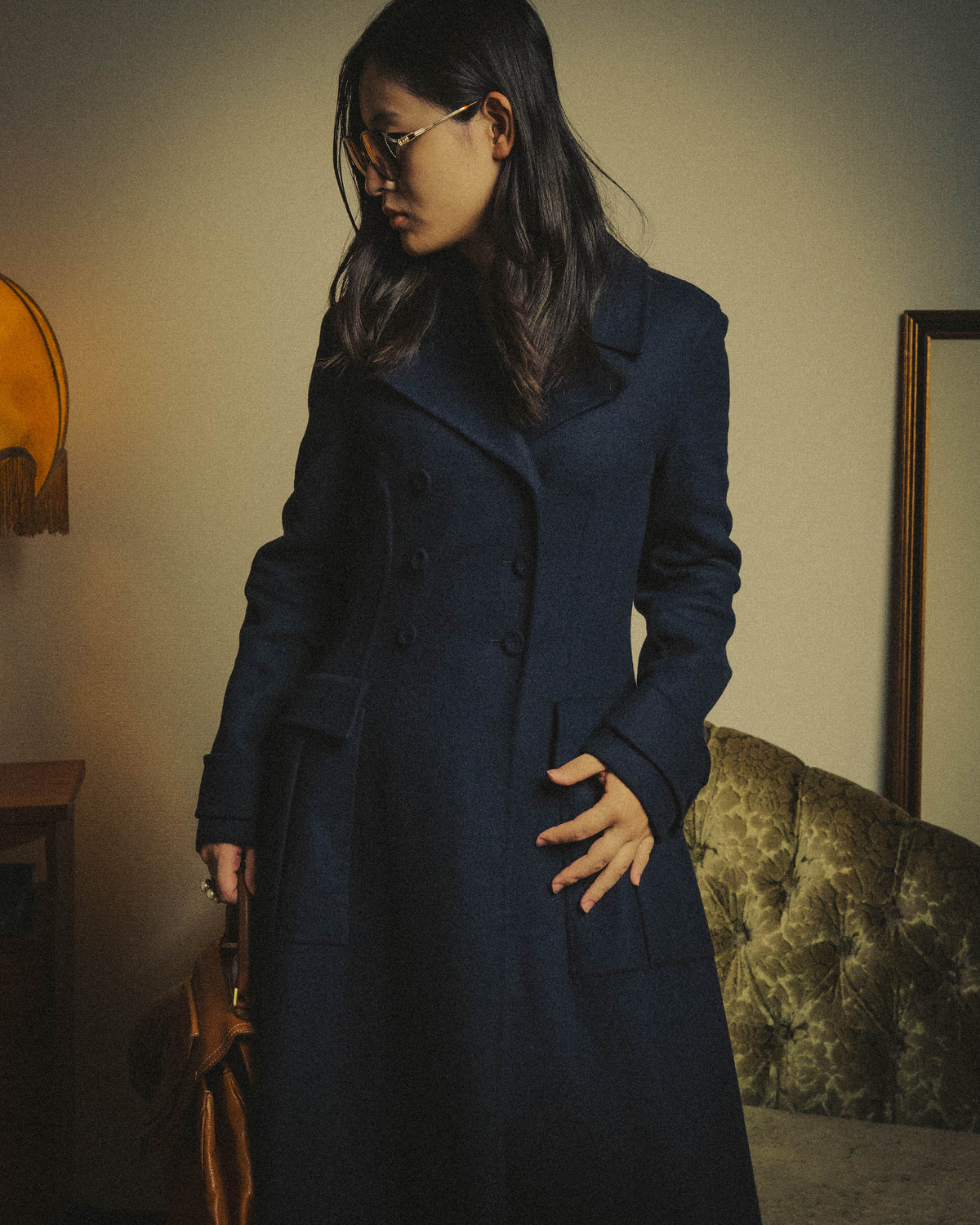 -SPECIAL- “Christian Dior” 2017 AW Navy double breasted A line long coat