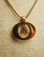 "Christian Dior" 80's-90's Gold logo pendant necklace
