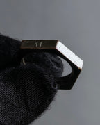 "MAISON MARGIELA" Numbered logo engraved hexagonal silver ring