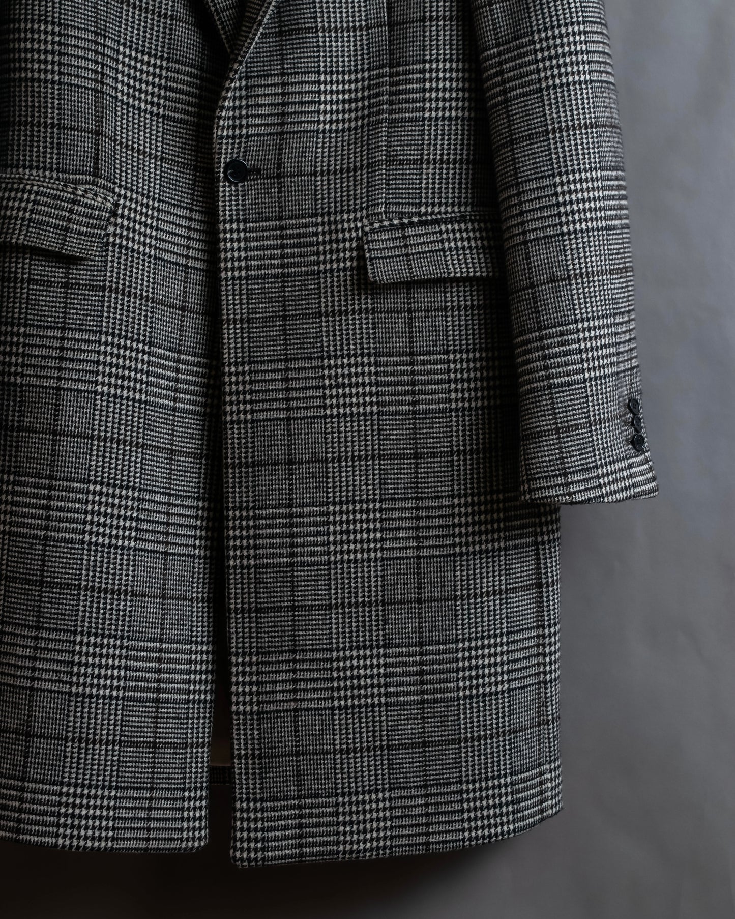 "RAF SIMONS" 20-21AW Glen check pattern tailored shape coat