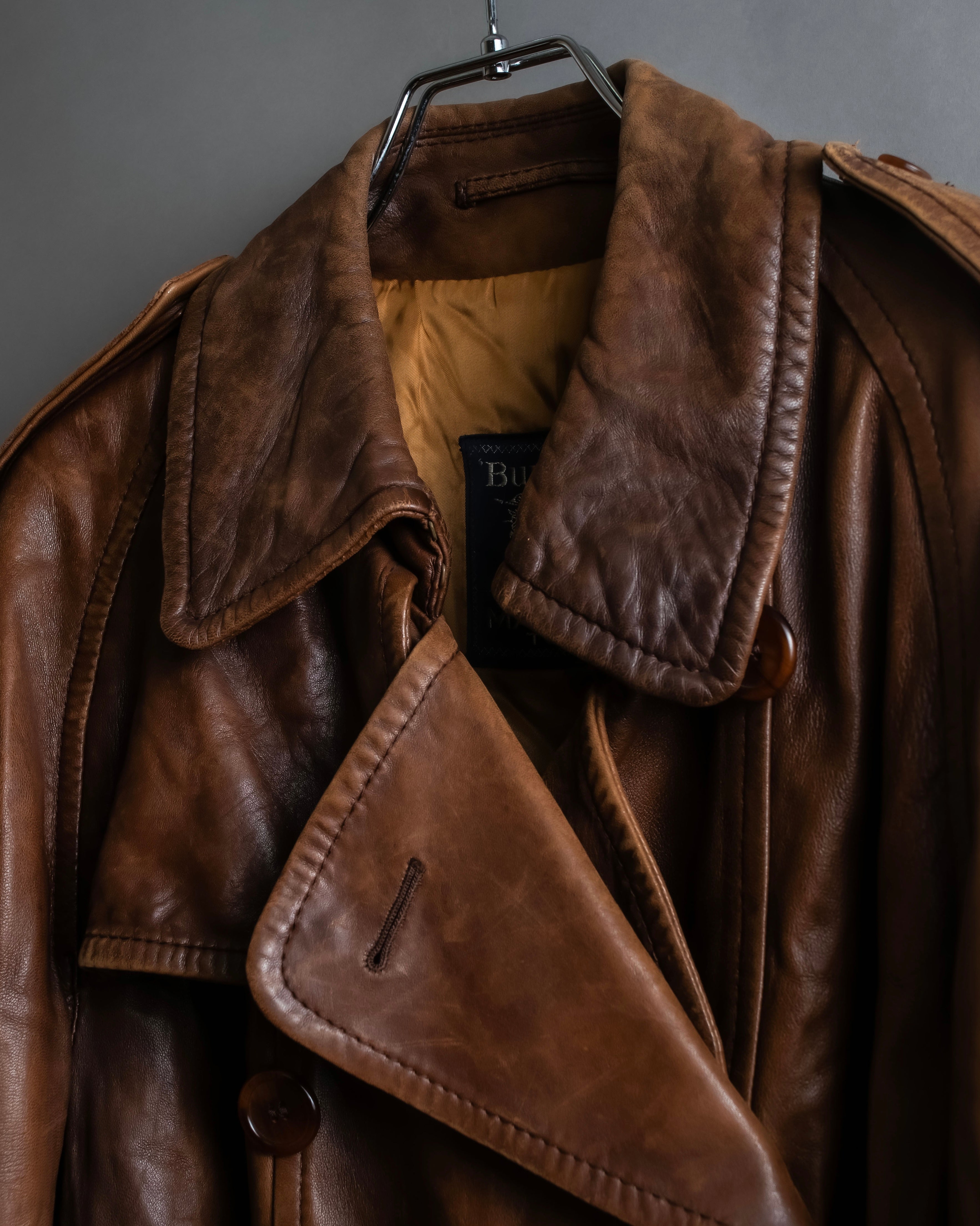 "Burberrys" Vintage-inspired leather oversized trench coat