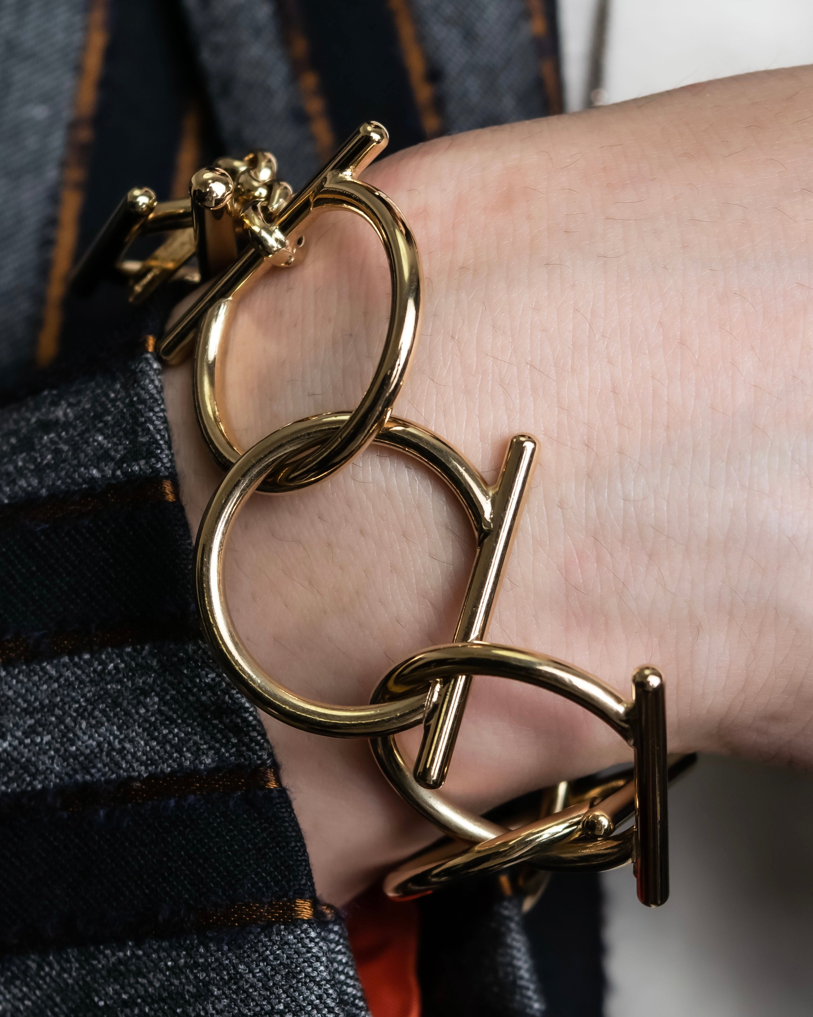 "Salvatore Ferragamo" Gancini motif layered gold bracelet