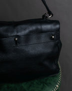 "YVES SAINT LAURENT" Silver parts design Muse toe leather bag