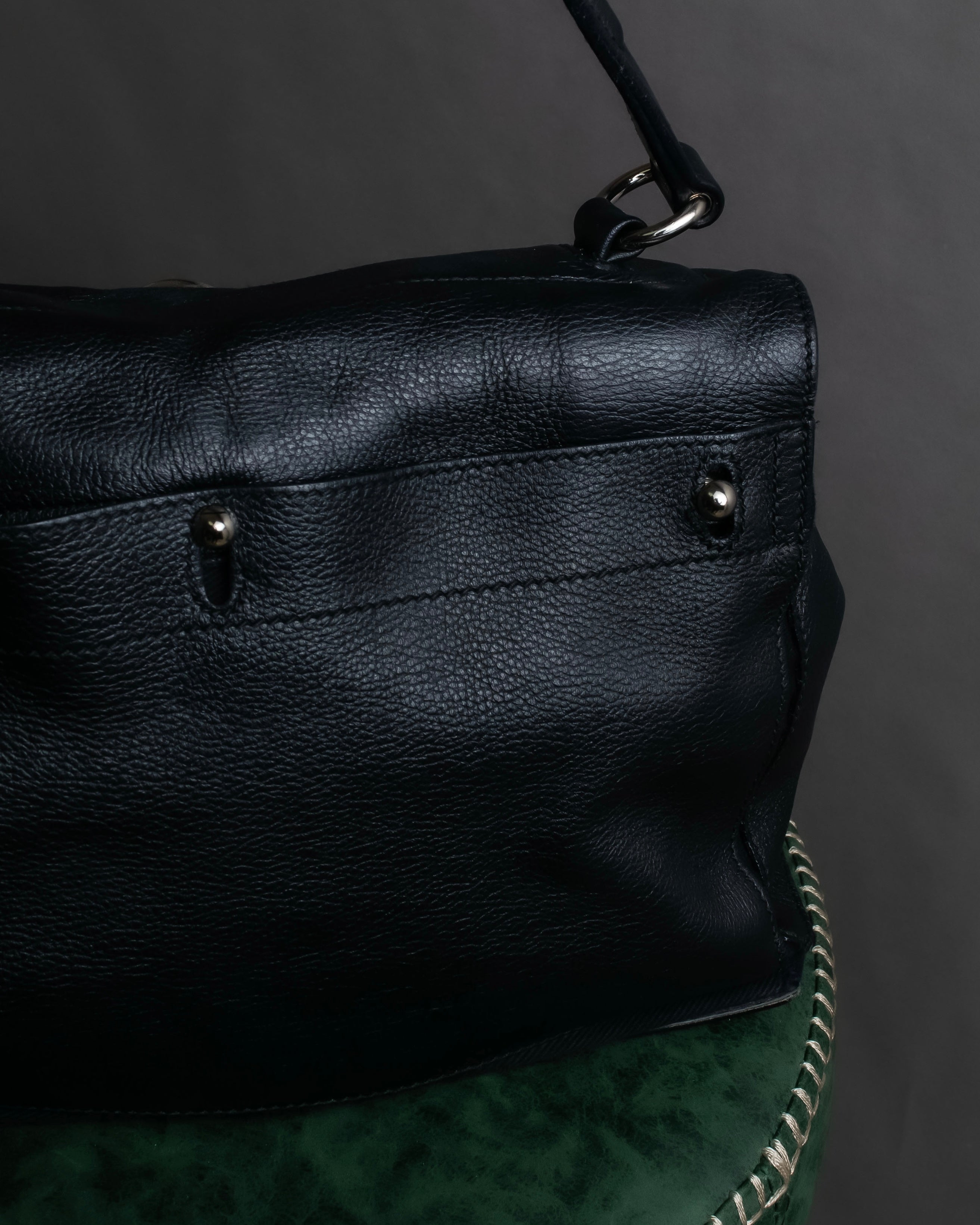 "YVES SAINT LAURENT" Silver parts design Muse toe leather bag