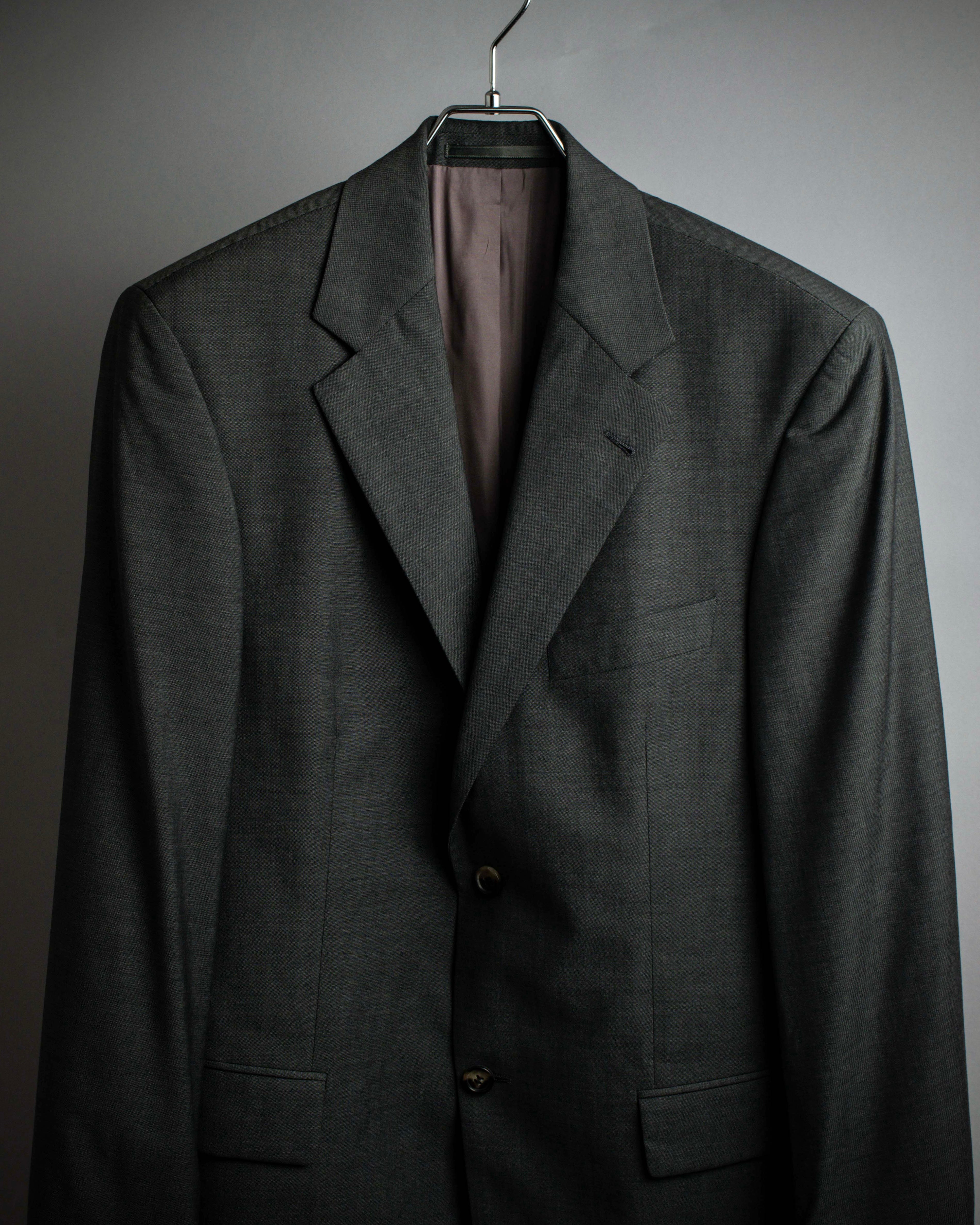 "HUGO BOSS" Fine-gauge wool khaki gray set up