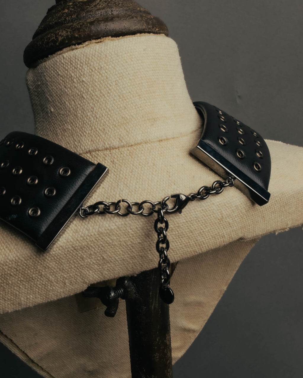 –SPECIAL– "Christian Dior" Late 2000s-2020s Eyelet leather choker necklace