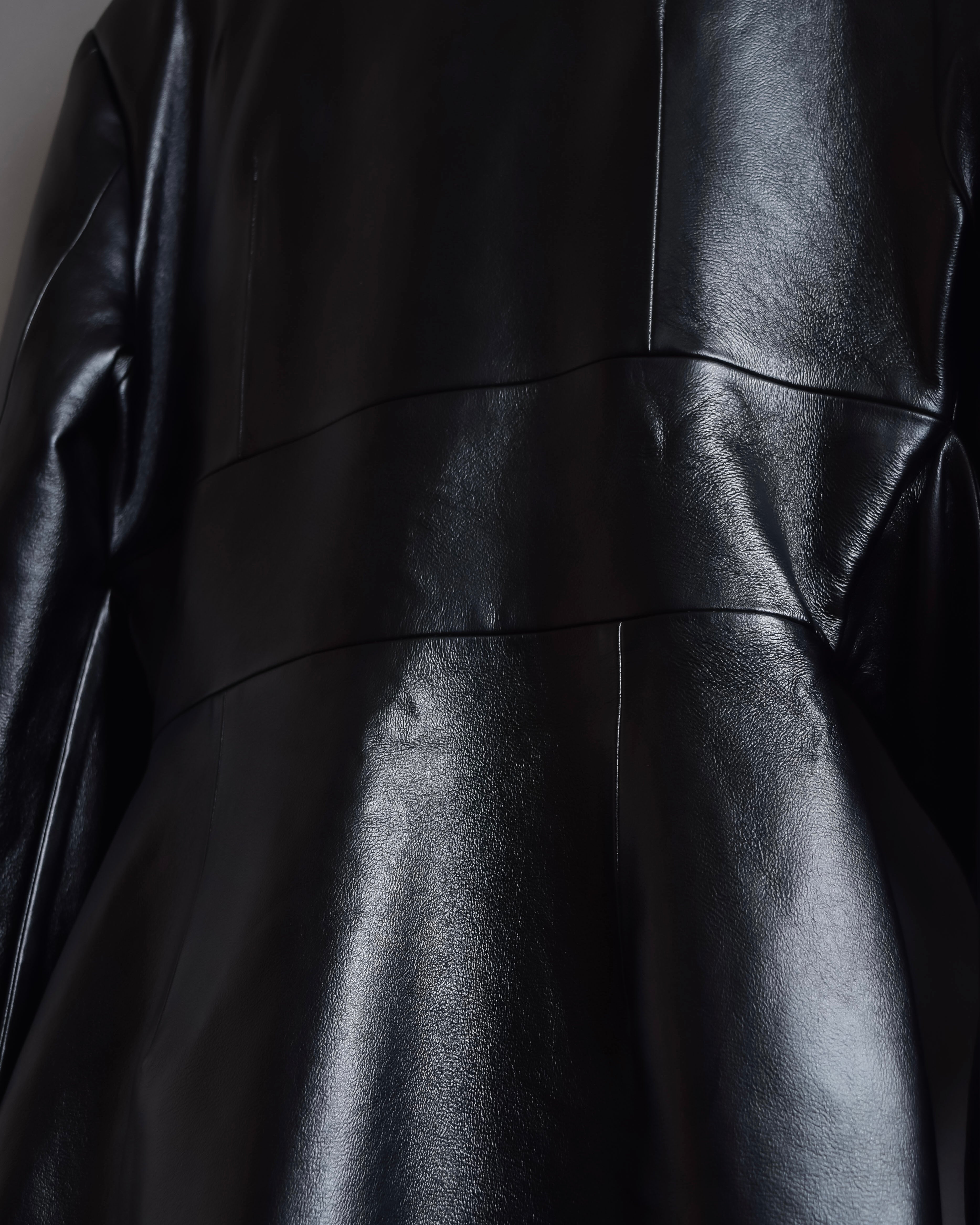 "MATÉRIEL TBILISI" Draped belted synthetic leather long jacket