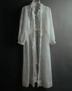 “Yves Saint Laurent” 80’s-90’s Sheer floral ruffle lingerie robe