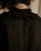 "tricot COMME des GARCONS"  80's Tiered ruffle design, dotted sheer blouse