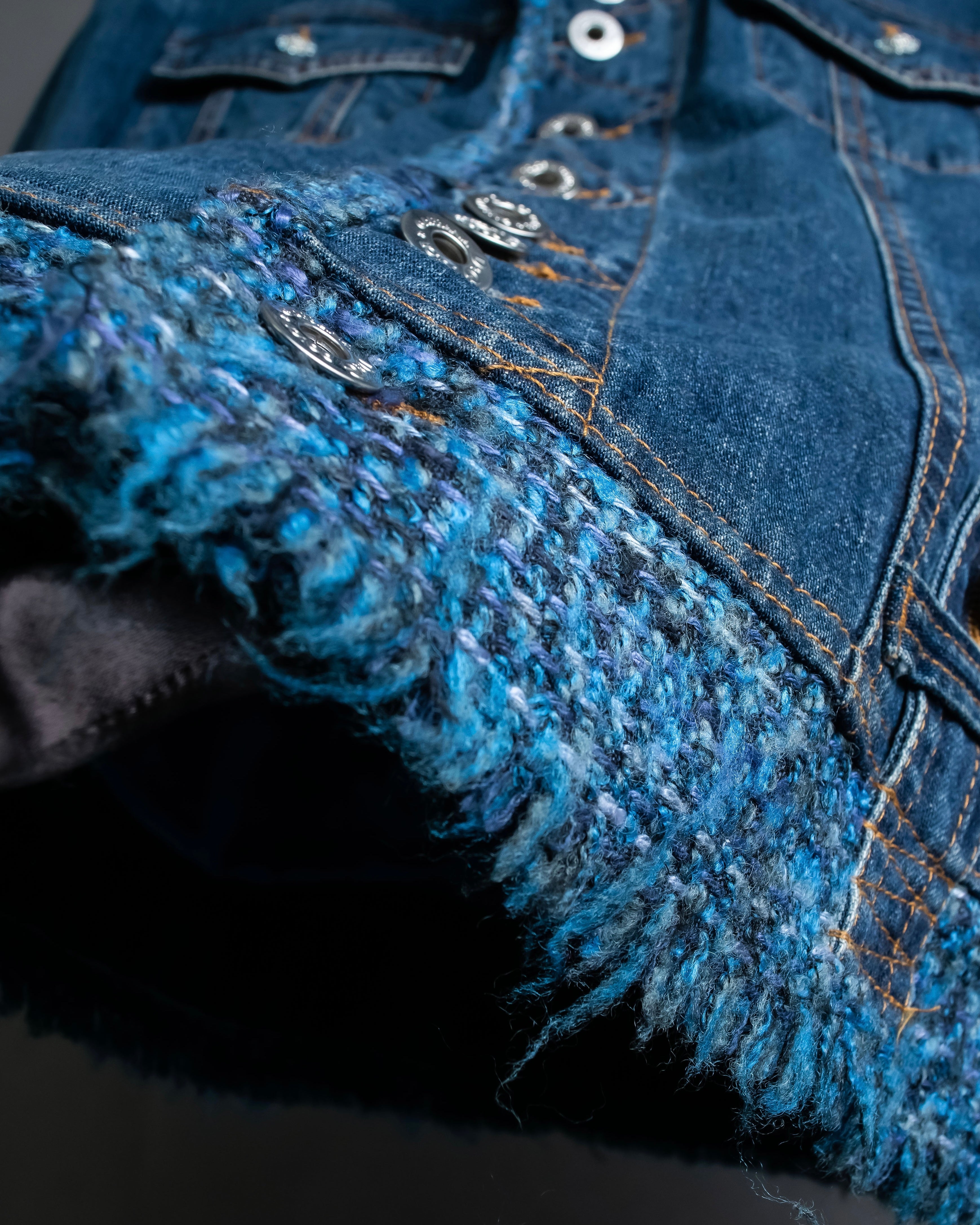 “D&amp;G” Tweed attached bijou button denim jacket