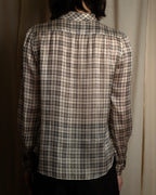 "Saint Laurent" Lame check pattern bow tie shirt
