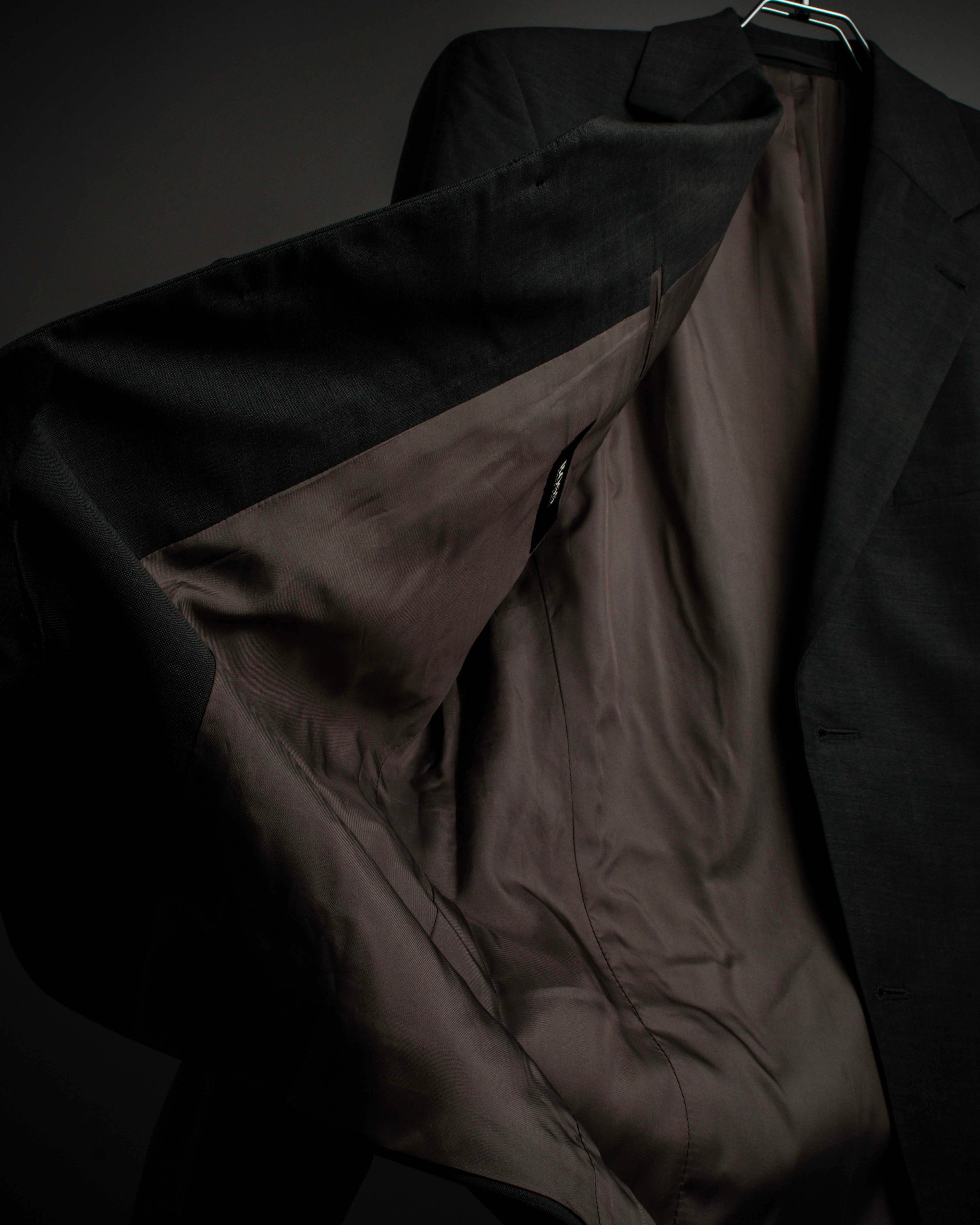 "HUGO BOSS" Fine-gauge wool khaki gray set up