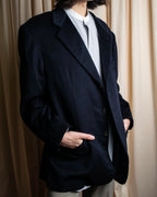 "HERMES" 90's Pure cashmere navy blue tailored jacket