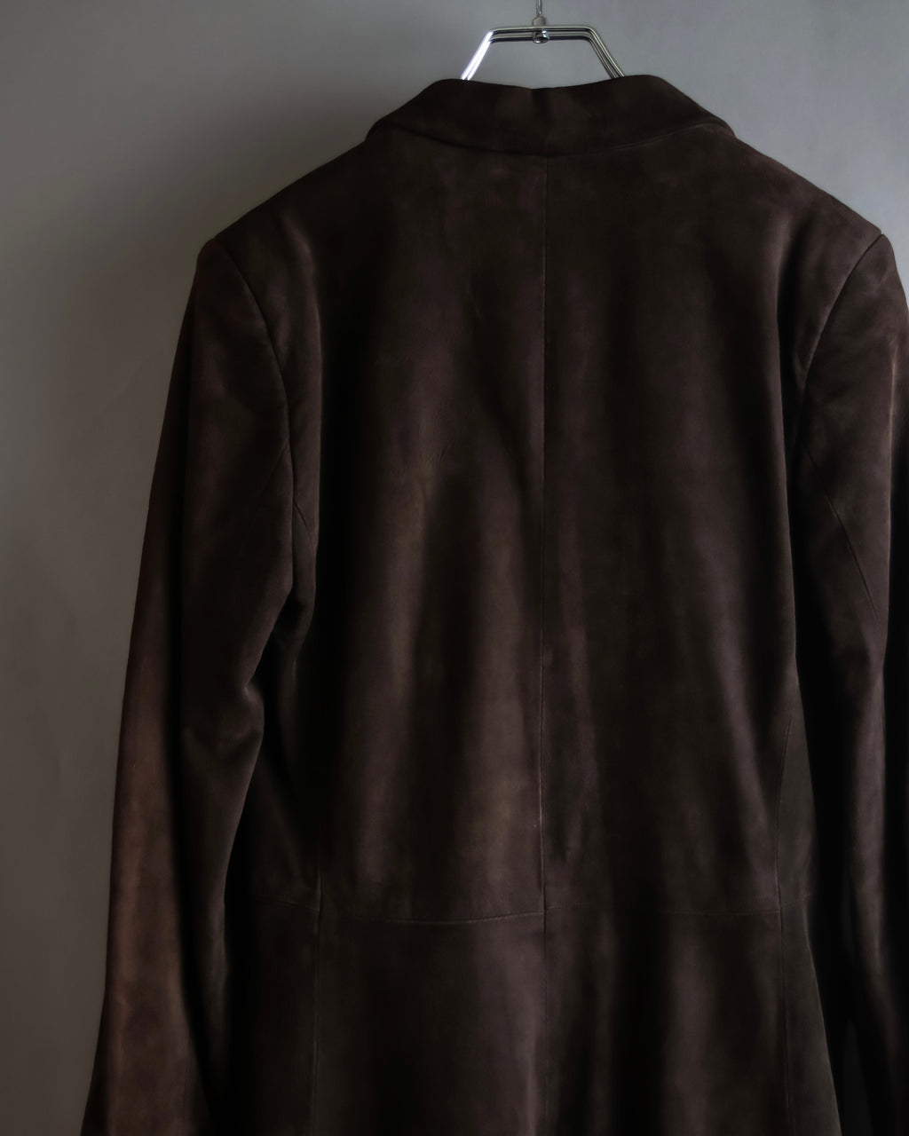 "LOEWE" 80's flowing line suede leather chester coat