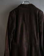 "LOEWE" 80's flowing line suede leather chester coat