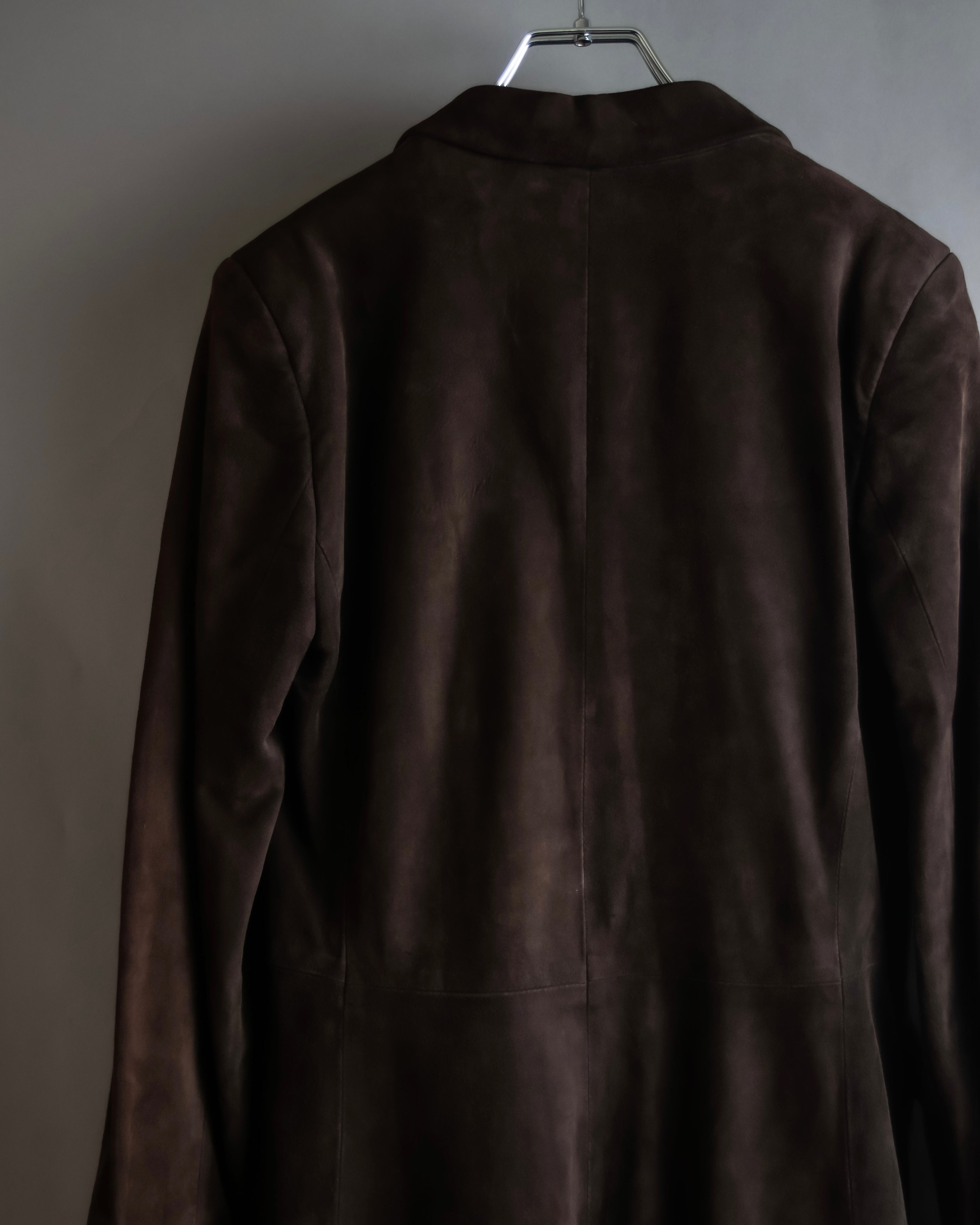 "LOEWE" 80's flowing line suede leather chester coat