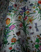 "GUCCI" 80's Flora motif vintage silk scarf
