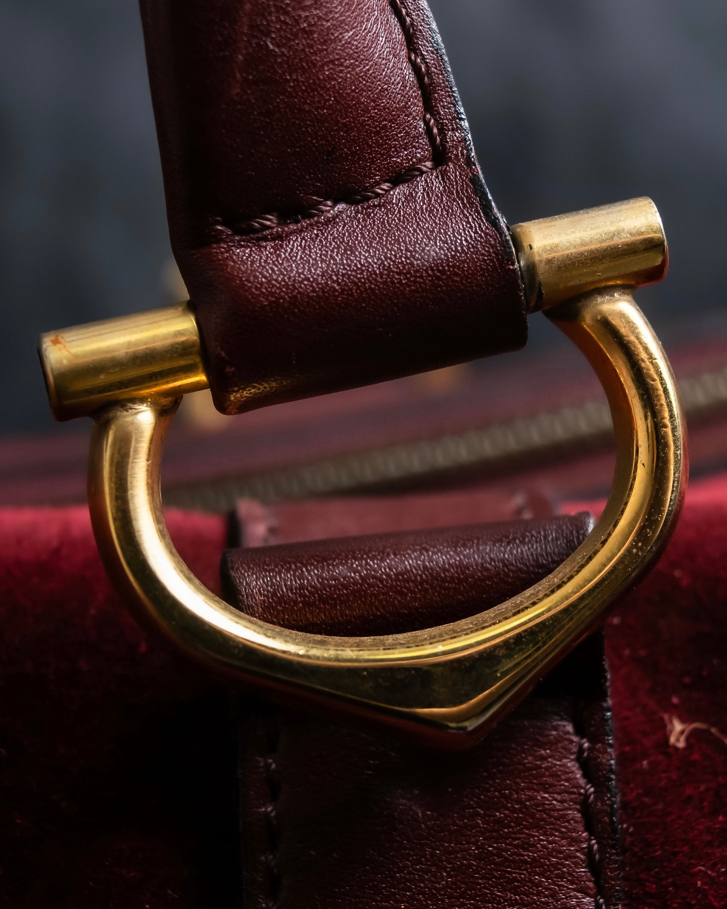 "Cartier" Beautiful red color velour boston bag