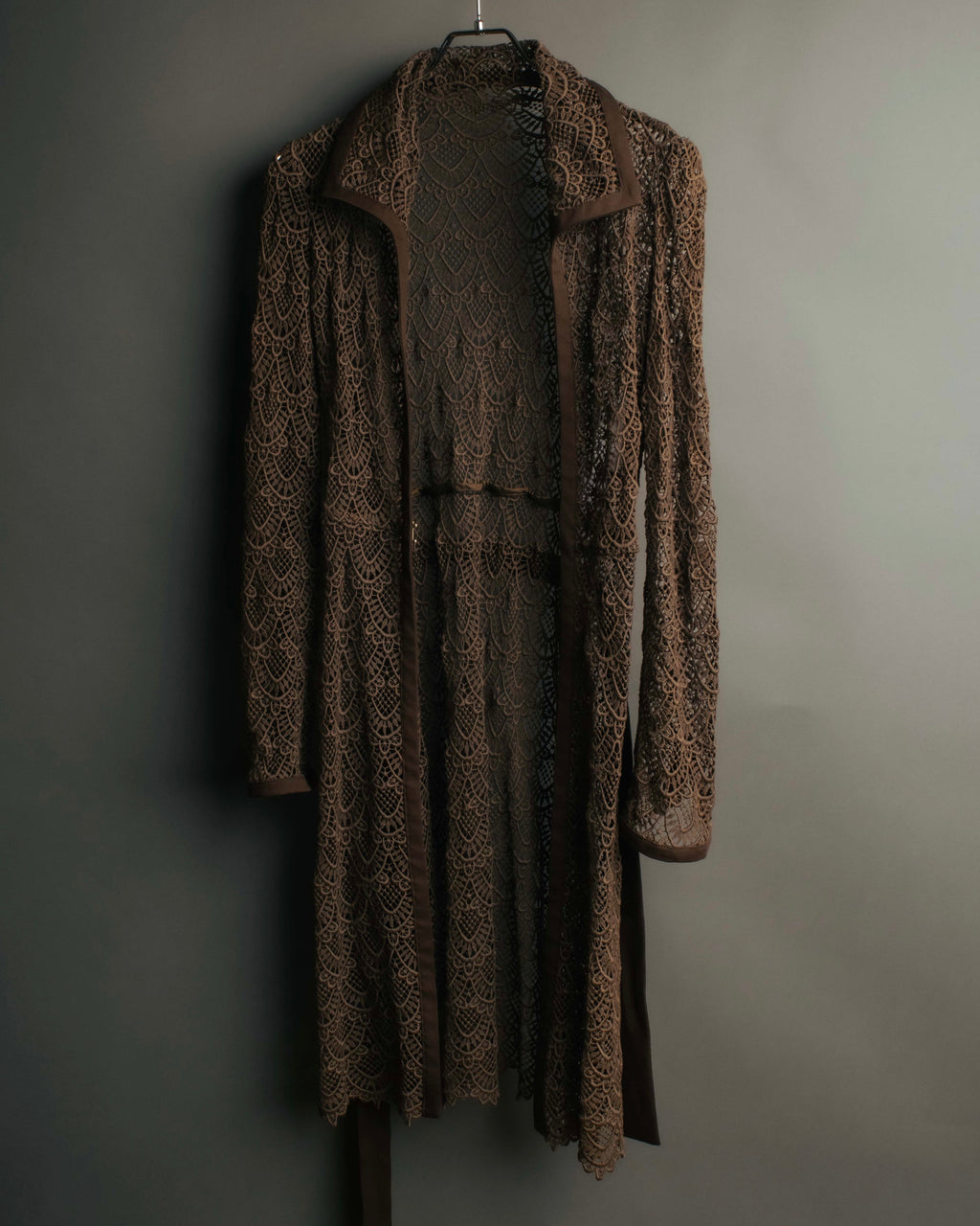 -SPECIAL- “VALENTINO ROMA” 1998-2008 Lace belted sheer coat dress