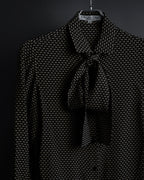 "Christian Dior PRETA PORTER" Ivory polka dot bow tie blouse