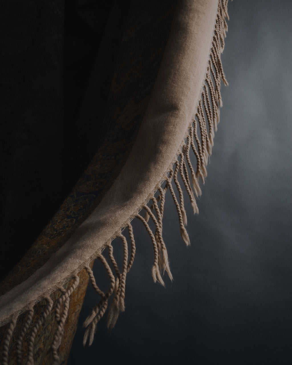 "Christian Dior" Ornamental jacquard fringe stole