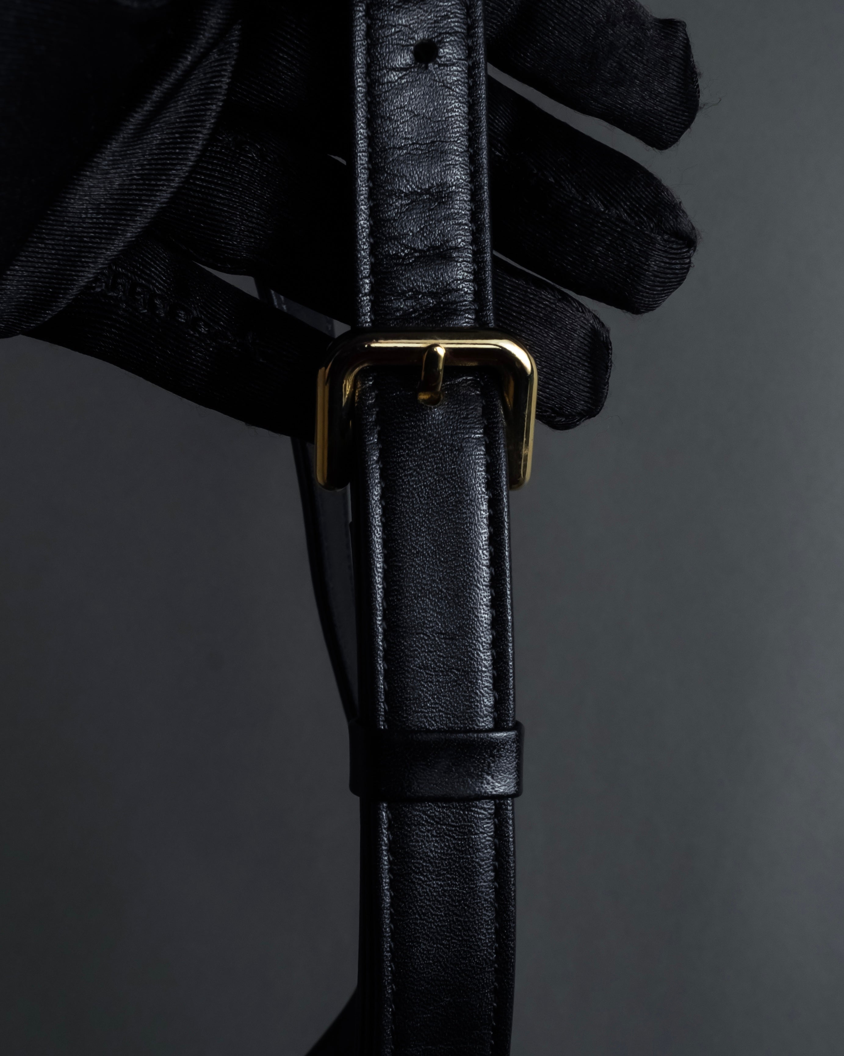 "JUNKO KOSHINO" Geometric motif design 2-way leather shoulder bag