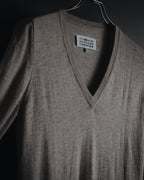 Maison Margiela 2014 Autumn/Winter fine gauge V-neck knit dress with elbow patches