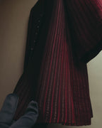 -SPECIAL- “Yves Saint Laurent“ 80's-90's Swiss fabric lurex stripe collarless long jacket