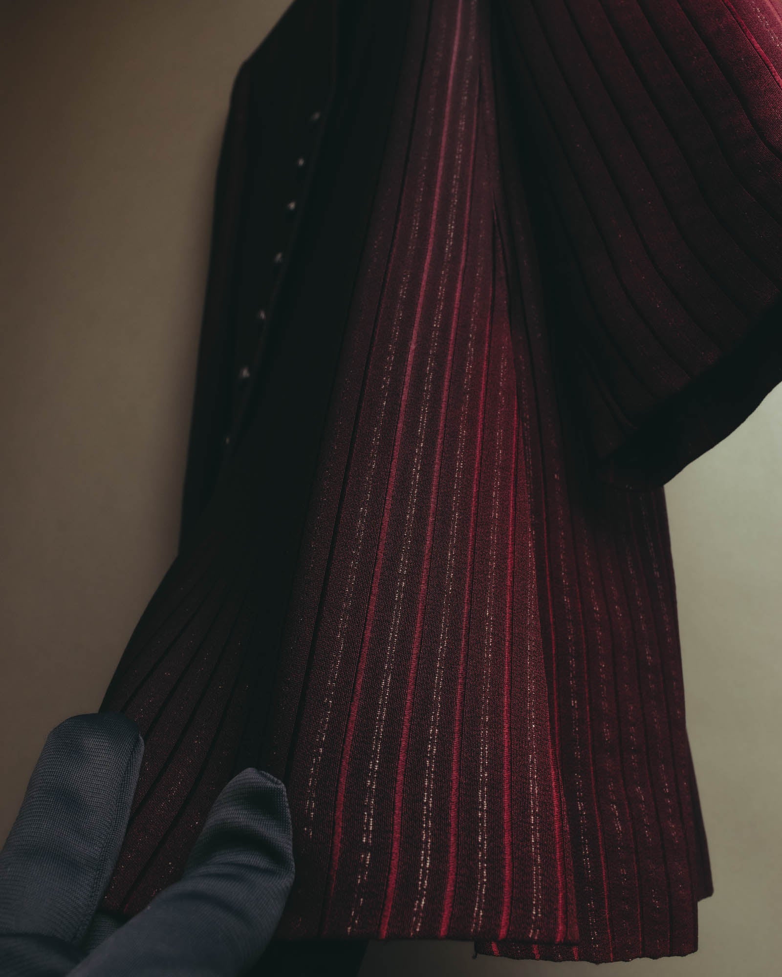 -SPECIAL- “Yves Saint Laurent“ 80's-90's Swiss fabric lurex stripe collarless long jacket