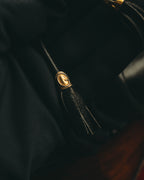 -SPECIAL- "Gucci" 80's Vintage tiger head leather draping shoulder bag with crest charm
