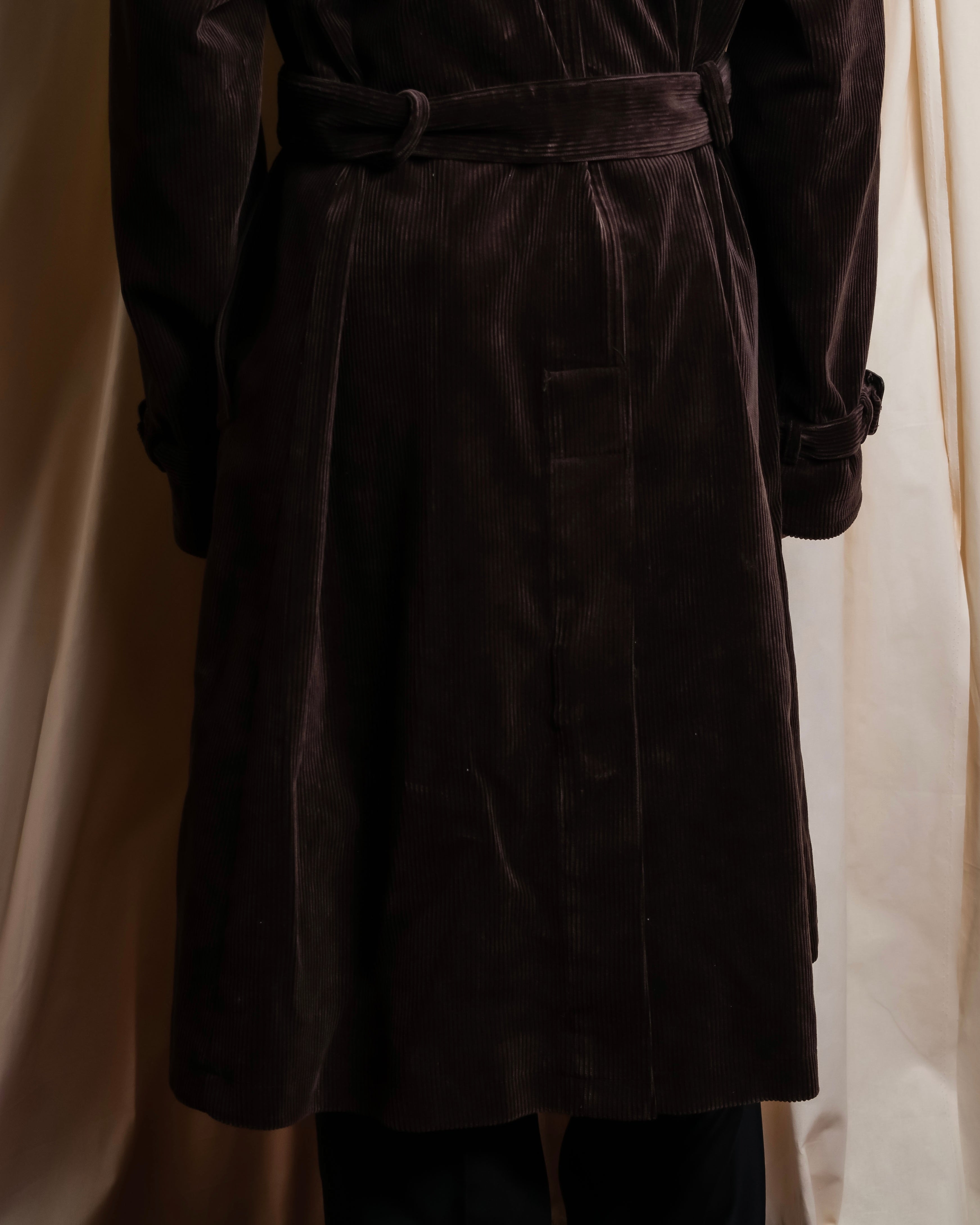 "Barbour" Wide ribbed corduroy maxi-length trench coat