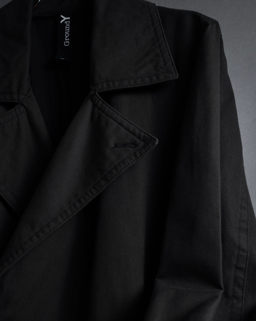 "Ground Y" 19AW Draping design cotton gabardine trench coat