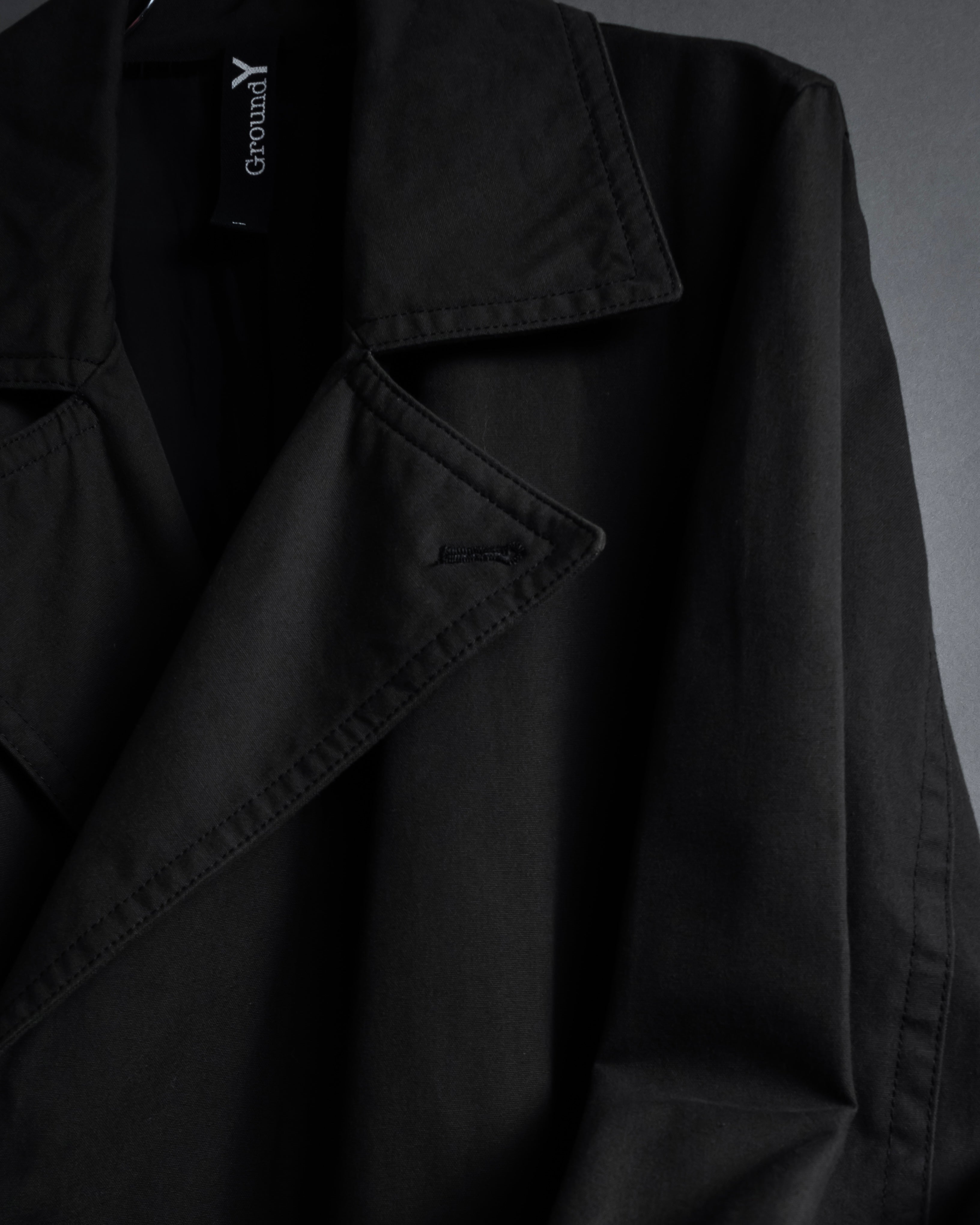 "Ground Y" 19AW Draping design cotton gabardine trench coat
