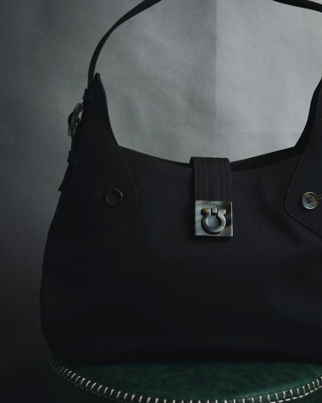"Salvatore Ferragamo" 00’s canvas hobo shoulder bag