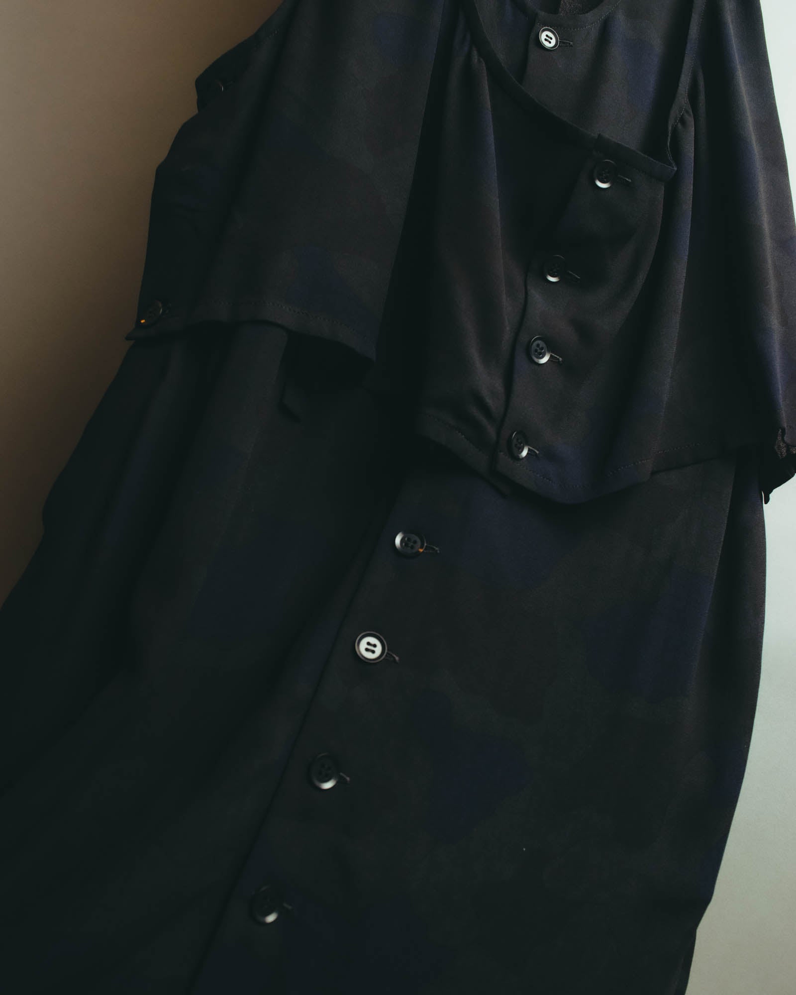 "Y's" 00's-10's Layered cupro sleeveless maxi dress