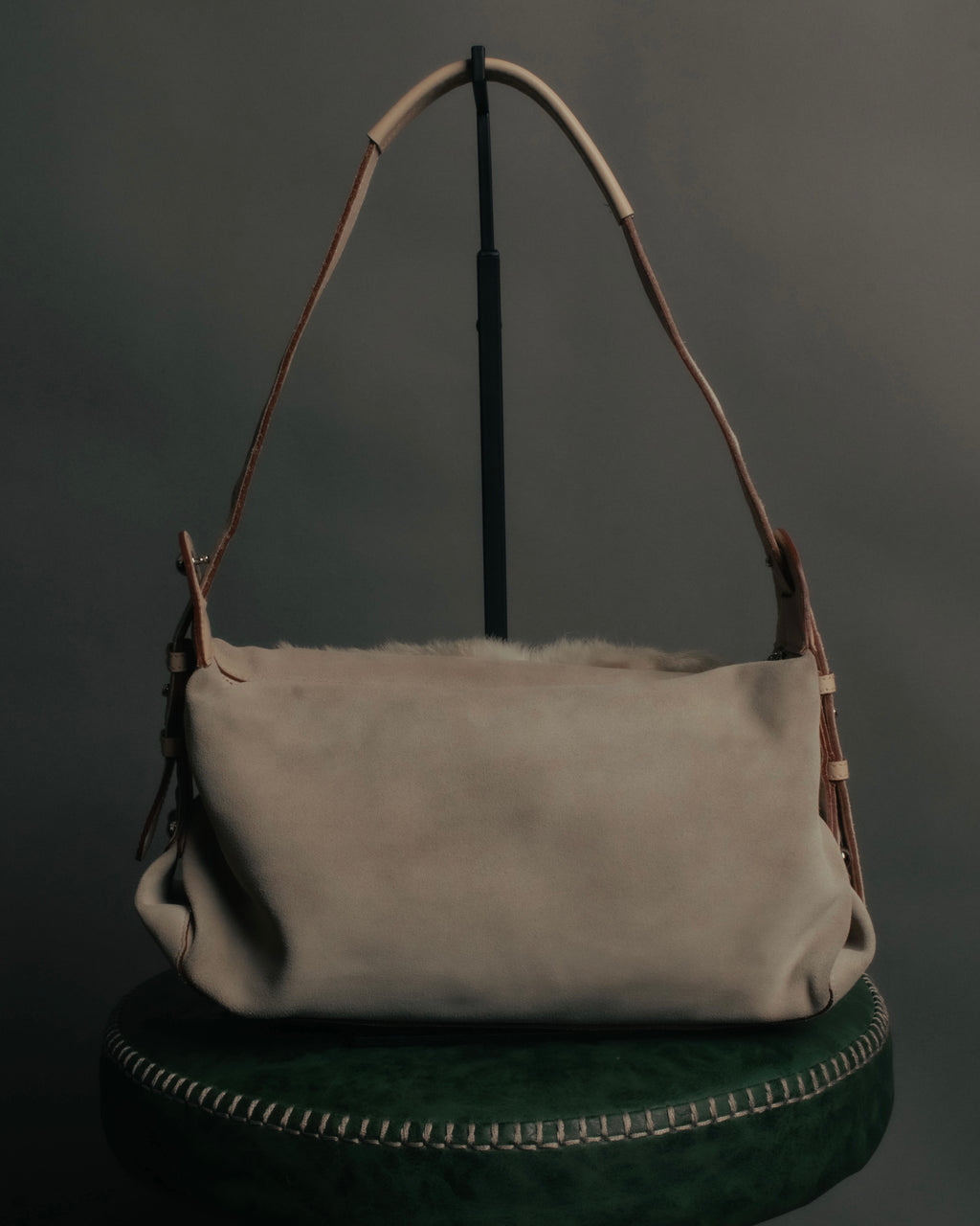 “Salvatore Ferragamo” 00’s Fur panel suede shoulder bag