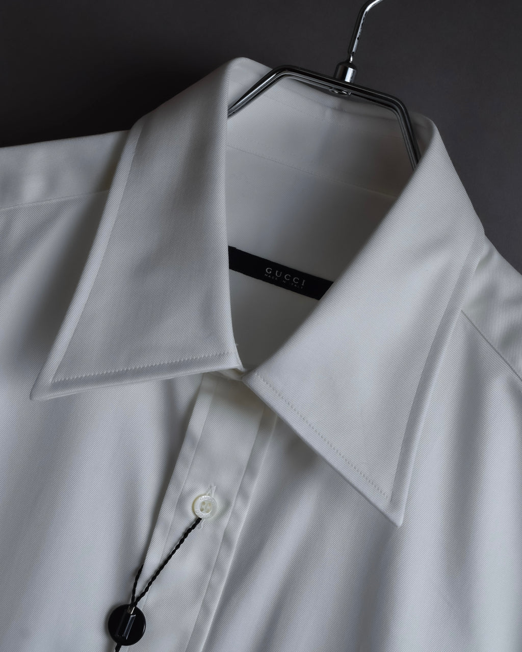"GUCCI" Minimal collar detail white cotton shirt