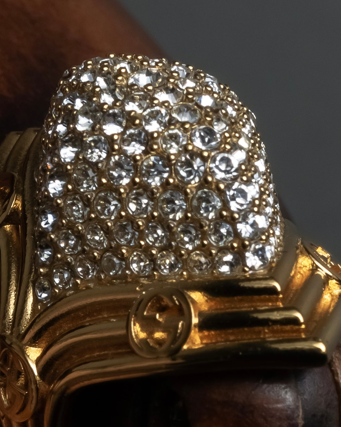 "GUCCI" Interlocking G rhinestone design dome-shaped ring
