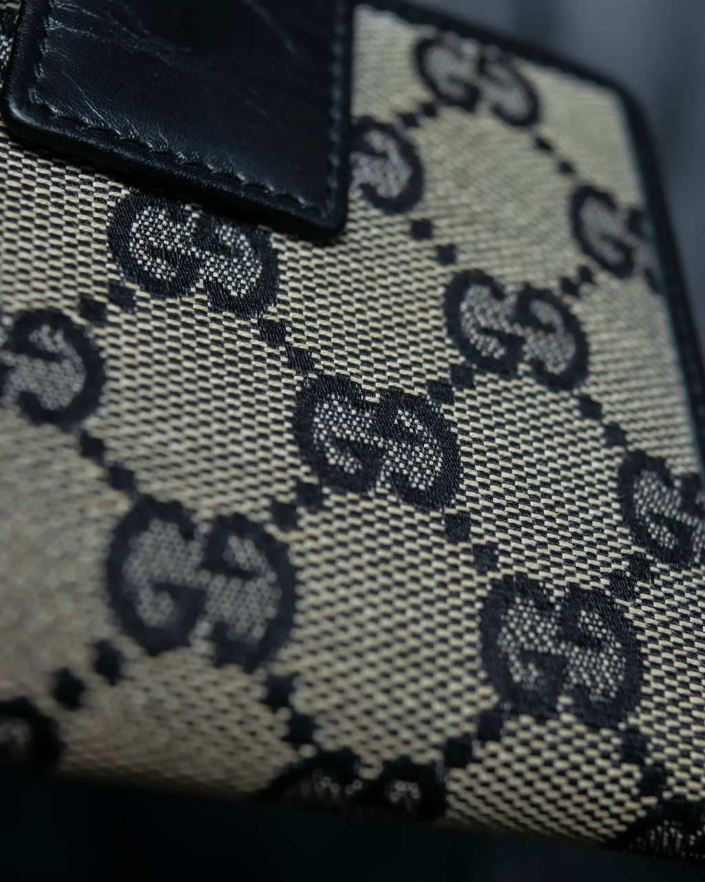"GUCCI" GG pattern leather compact wallet