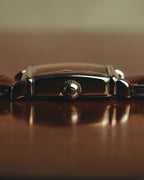 “EMPORIO ARMANI” Late 90’s-early 10’s Art deco rectangular leather strap watch
