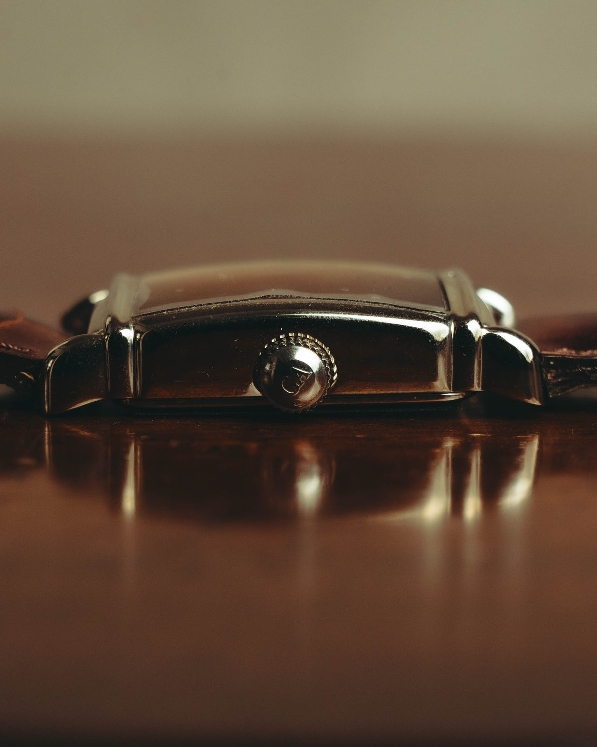 “EMPORIO ARMANI” Late 90’s-early 10’s Art deco rectangular leather strap watch