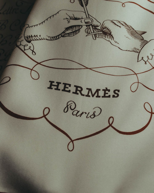 "Hermès" 90's Calligraphy print silk scarf