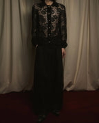 "VALENTINO MISS V" Late 80s botanical lace polo shirt