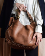 "GUCCI" Charlotte whipstitch hobo leather shoulder Bag