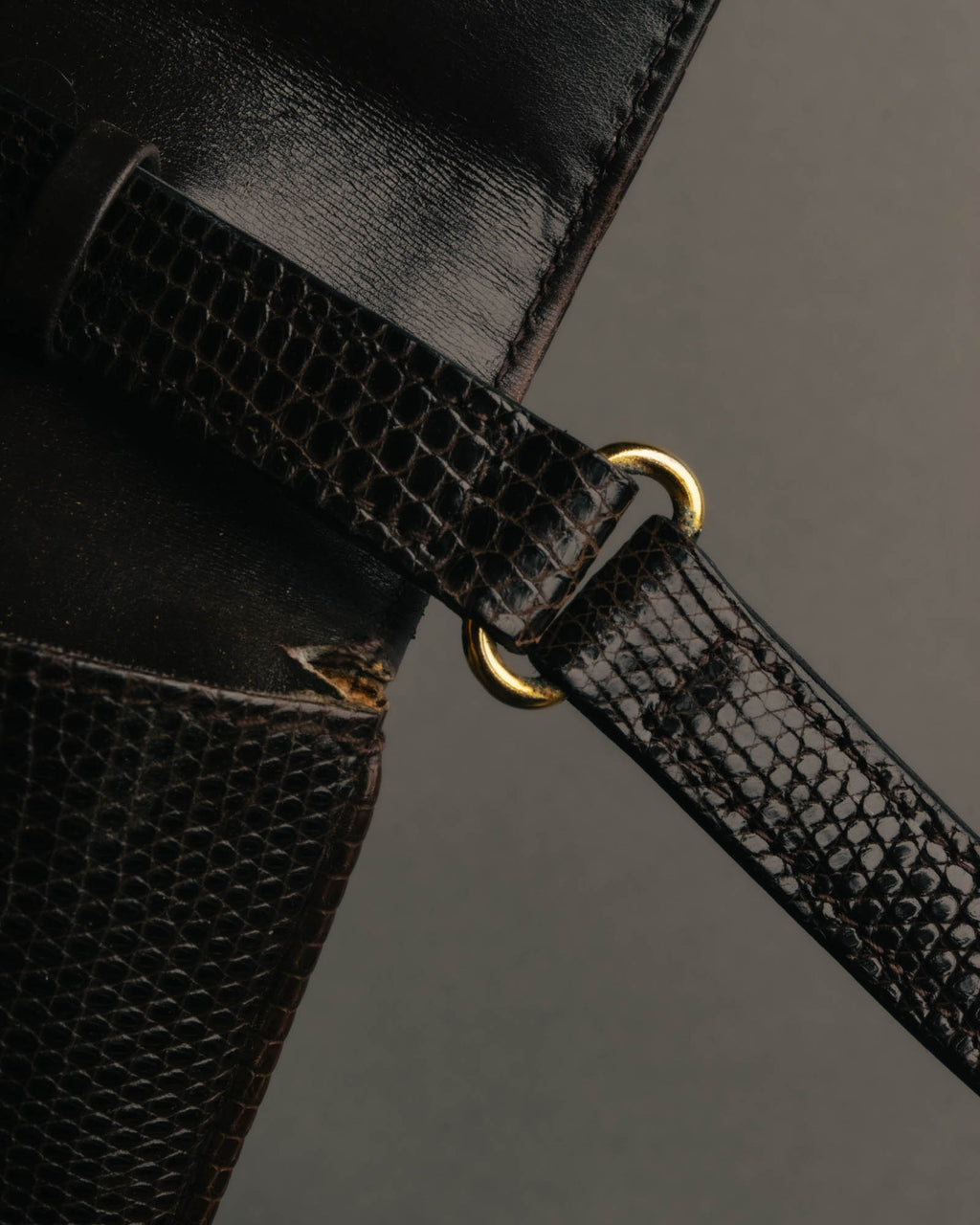 -SPECIAL- “GUCCI” 70’s-80’s lizard embossed flap shoulder bag