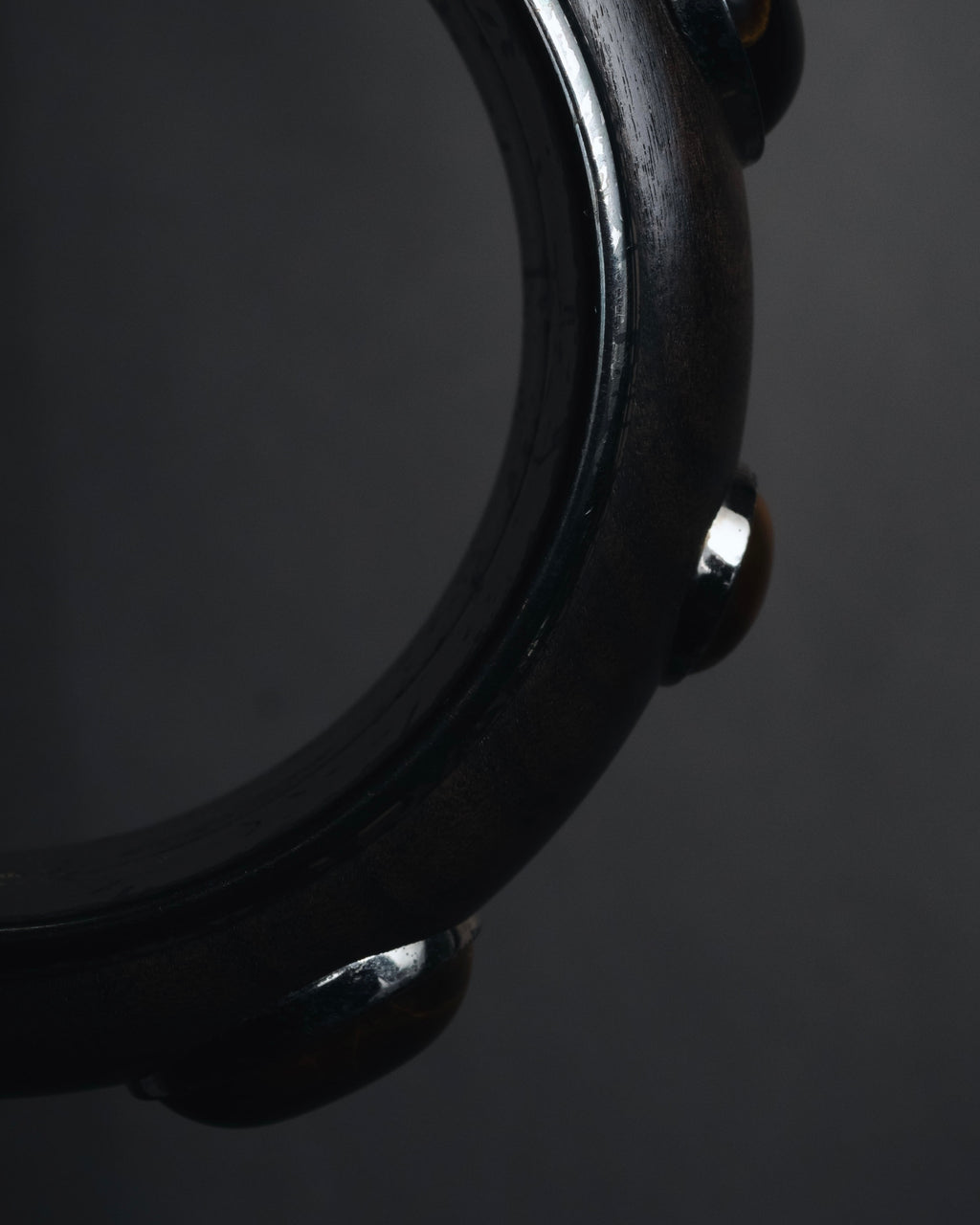 "Bottega Veneta" 2006-2012 ebony and sterling silver tiger eye bangle