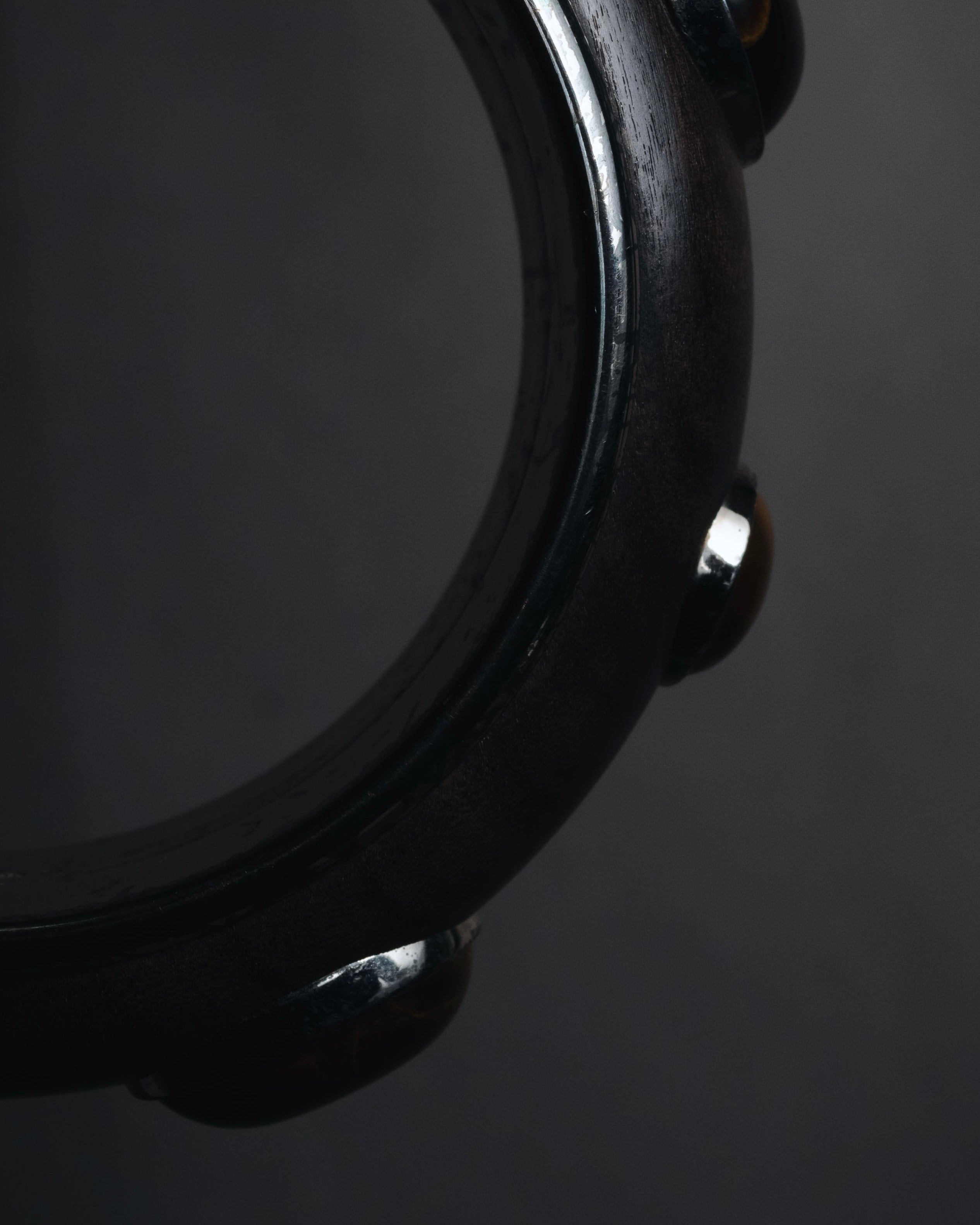 "Bottega Veneta" 2006-2012 ebony and sterling silver tiger eye bangle