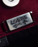 "LOEWE" Deep red color triangle suede bag