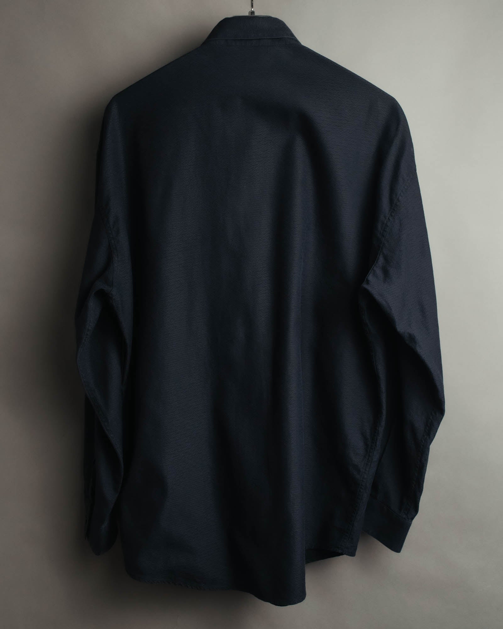 "GIANNI VERSACE" 80's-90's Dark jacquard long sleeve shirt